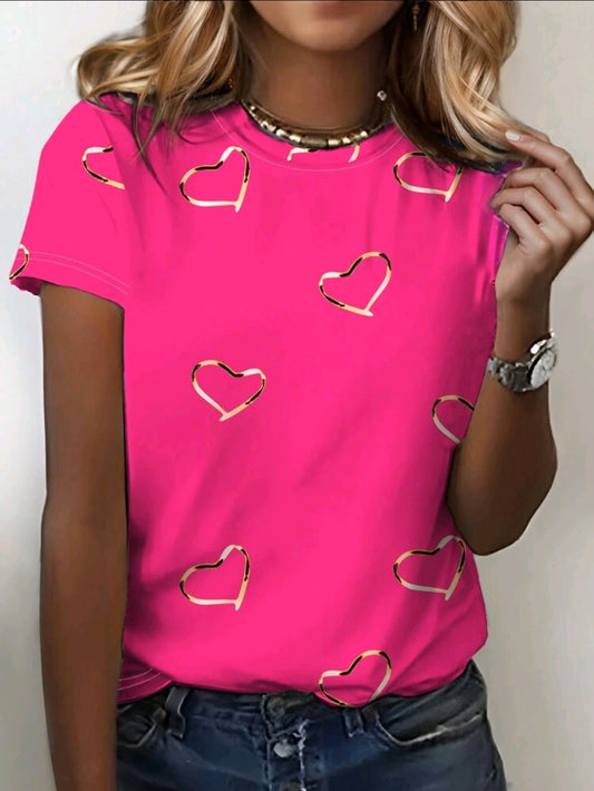 Multicolored T-shirts decorated with gold hearts