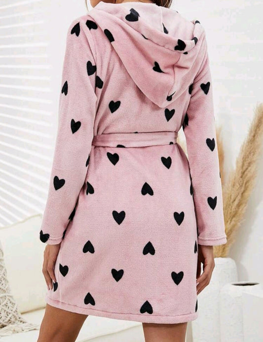 Women's warm bathrobe with hood