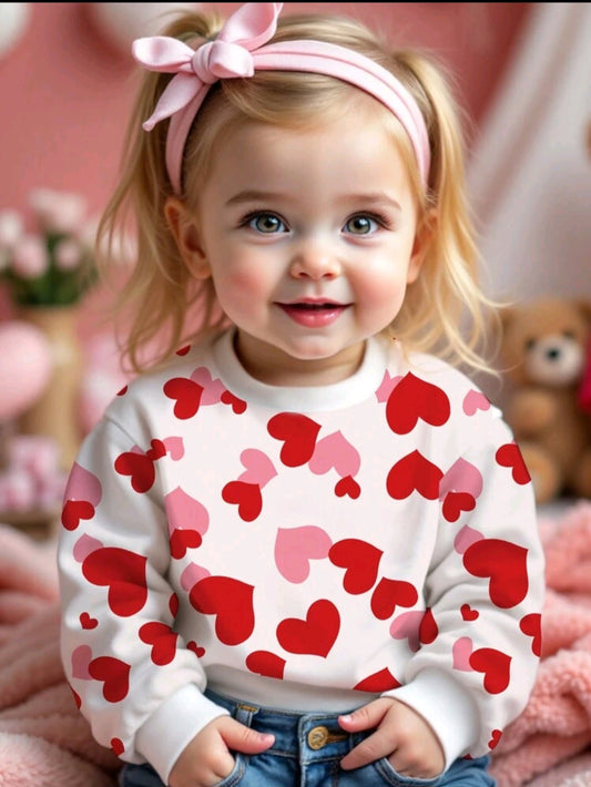 White sweater for children with hearts (6 months - 3 years)