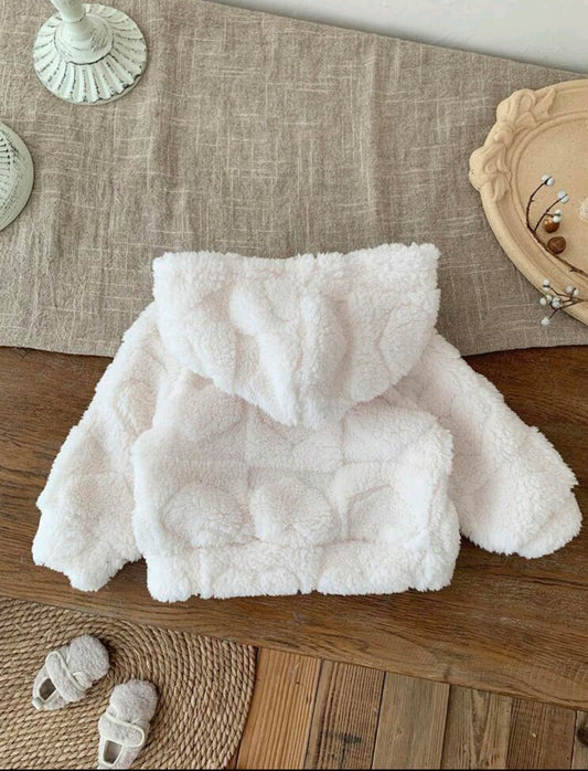 Plush sweater-coat for babies with a hood 💕