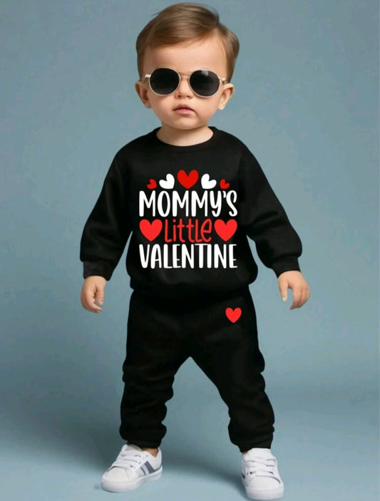 Black boys' suit "Mommy's Little Valentine" with hearts (6 months - 3 years) 🖤❤️