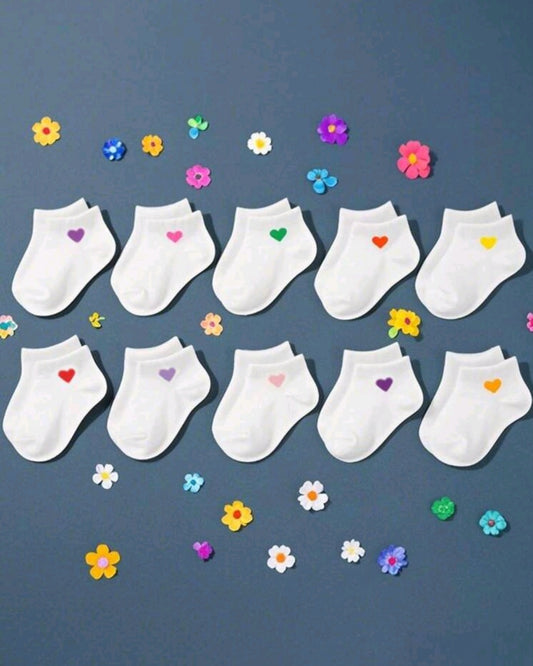 Colorful socks for babies and children decorated with hearts (6 months - 3 years) 🧦❤️