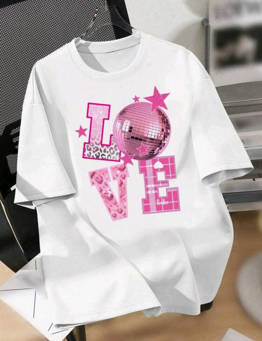 T-shirt "LOVE" with a disco vibe - for girls who shine like stars! 💖🌟