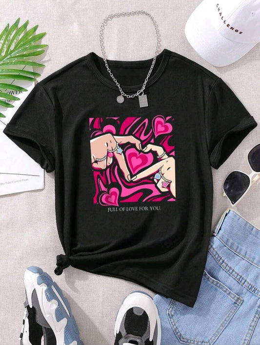 T-shirt "Full of love for you" - for teenagers who boldly show their hearts 💖🖤