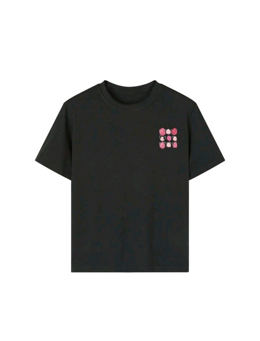 Black T-shirt for girls with hearts and an inspirational message (6-14 years) 🖤💬