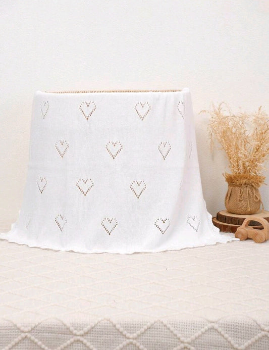 Cotton baby blanket with hearts – natural softness for your little one 💞👶