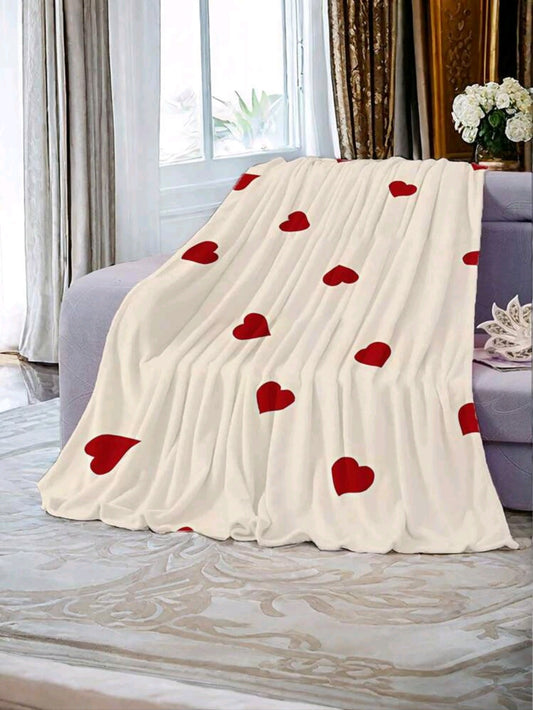 Plaid with red hearts - warmth for the whole family ❤️🛋️