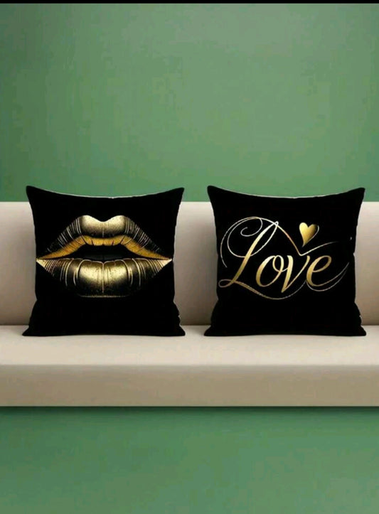 Decorative pillowcase set "Love & Lips" - a stylish accent for your home 🖤💋