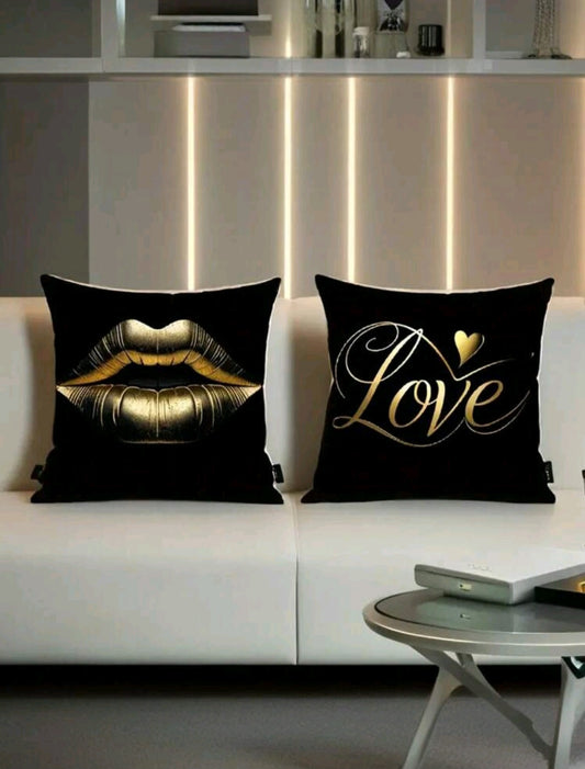 Decorative pillowcase set "Love & Lips" - a stylish accent for your home 🖤💋