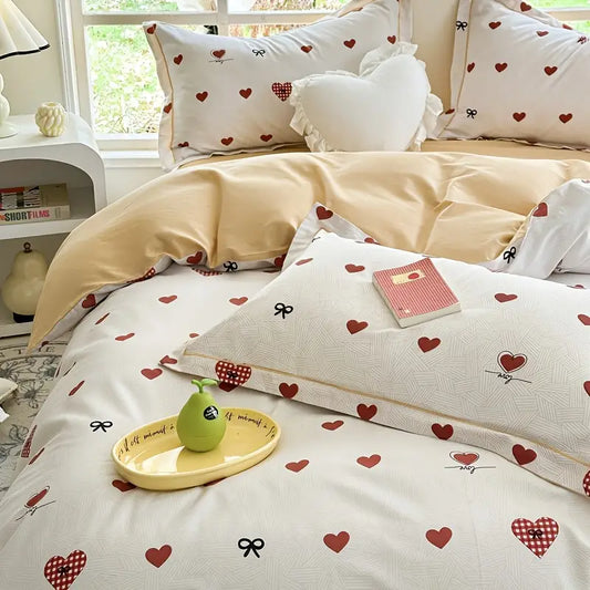 Bedding with heart-shaped patterns made of 100% cotton