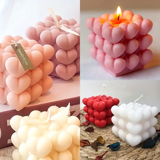 (DIY) heart cube candle making