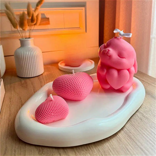2-piece cute bunny and heart-shaped silicone candles