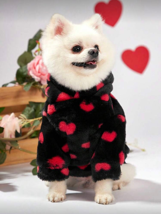 Mielas širdelių rašto kailinis megztukas šunims