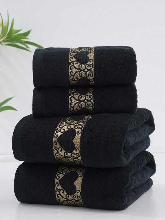 Luxurious towel set with decorative pattern