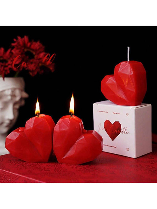 💖 Red heart-shaped candle "Love" 💖