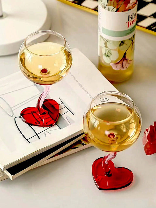 Romantic wine glasses with heart-shaped base – set of 2