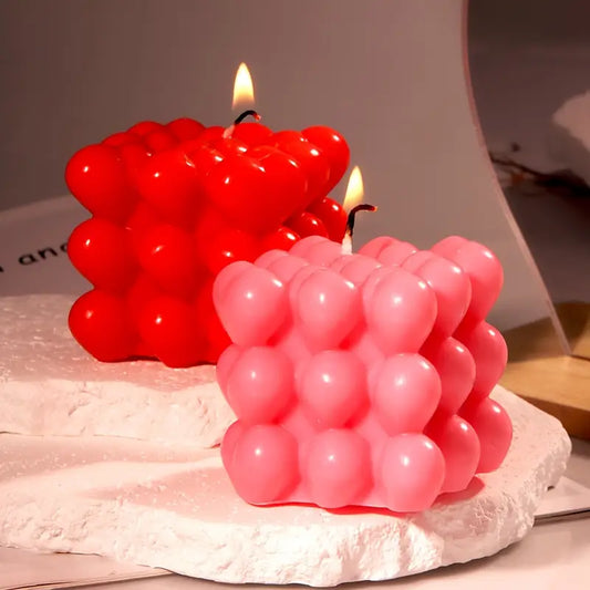 (DIY) heart cube candle making