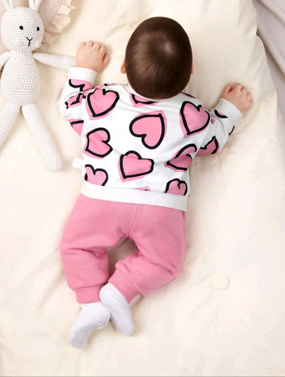 Warm baby suit with hearts