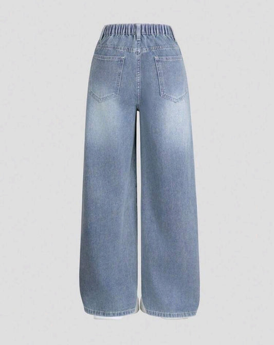 Расклешенные джинсы с розовыми сердечками 💖👖