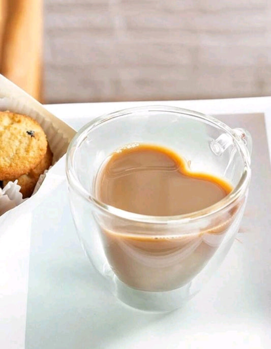 Glass cups with a double bottom "Heart" for adults and children💖☕