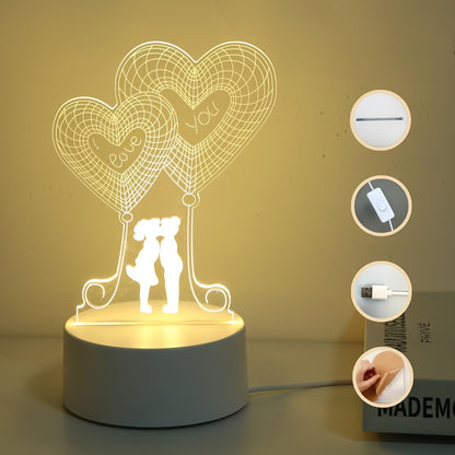 3D Heart Balloon Shaped LED Night Light "I Love You"