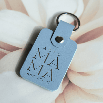 Natūralios odos raktų pakabukas Mamai