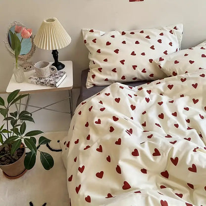 Хлопковое постельное белье с сердечками Comforterio™