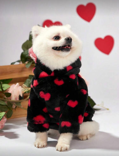 Mielas širdelių rašto kailinis megztukas šunims