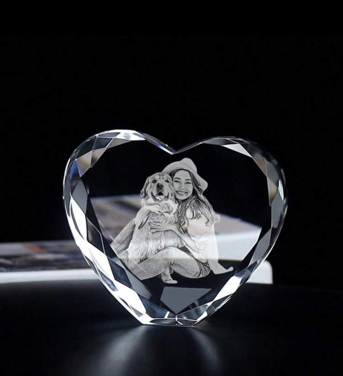 Personalizuota krištolinė širdis su nuotrauka