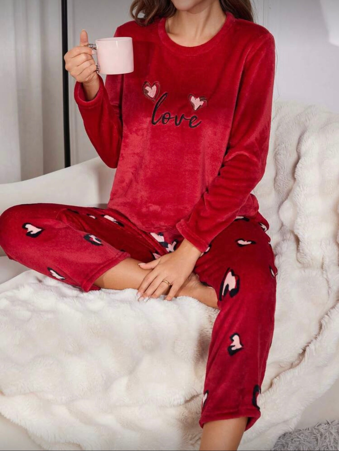 Minkšta pižama „Love“ su širdelėmis