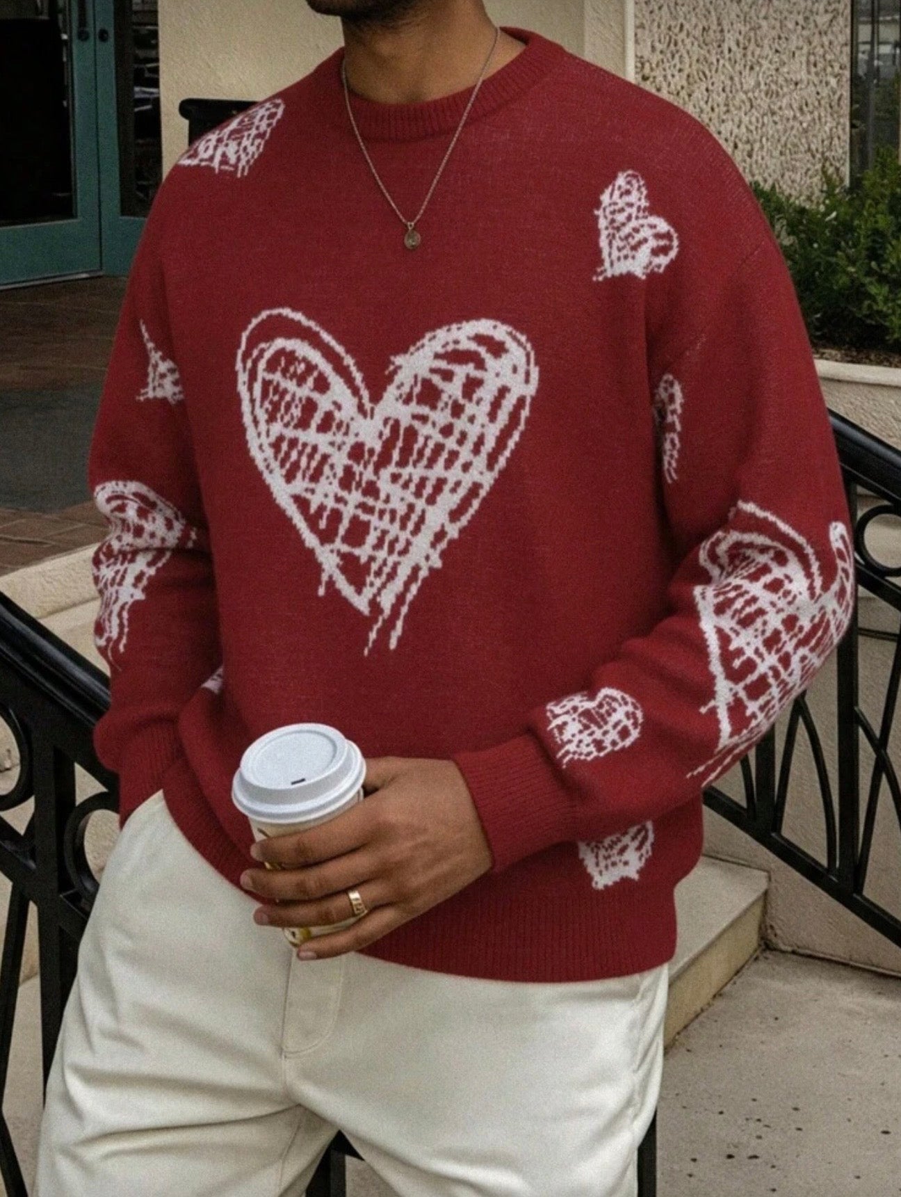 Vyriškas megztukas su širdelėmis