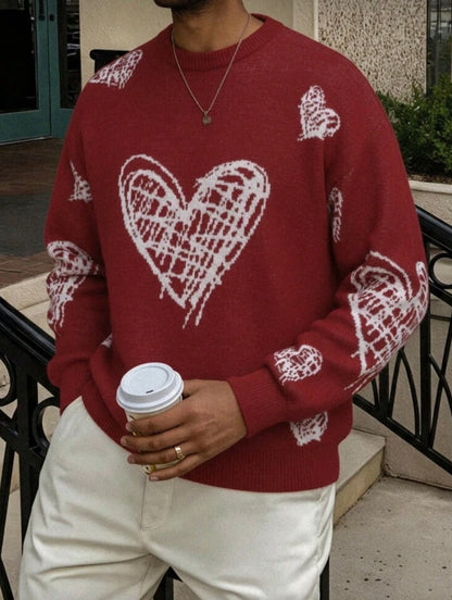 Vyriškas megztukas su širdelėmis