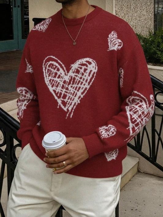 Vyriškas megztukas su širdelėmis