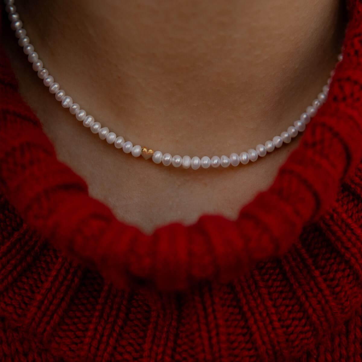 Upinių Perlų Vėrinys AMORE  auksuotas sidabras 925