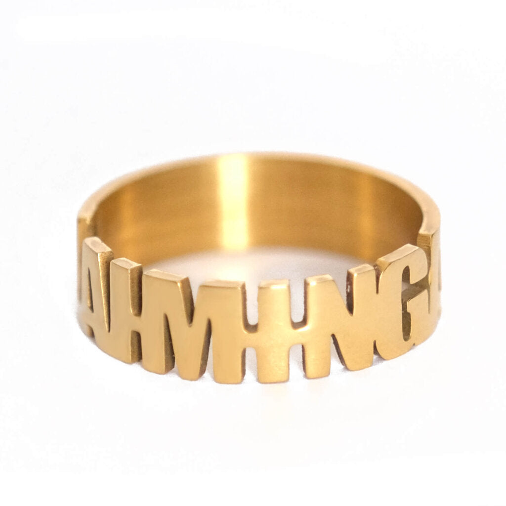 Žiedas LAIMINGA aukso spalvos